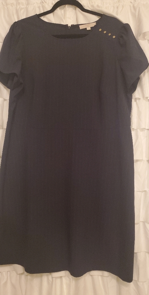 LOFT Blue pinstriped plus sized dress